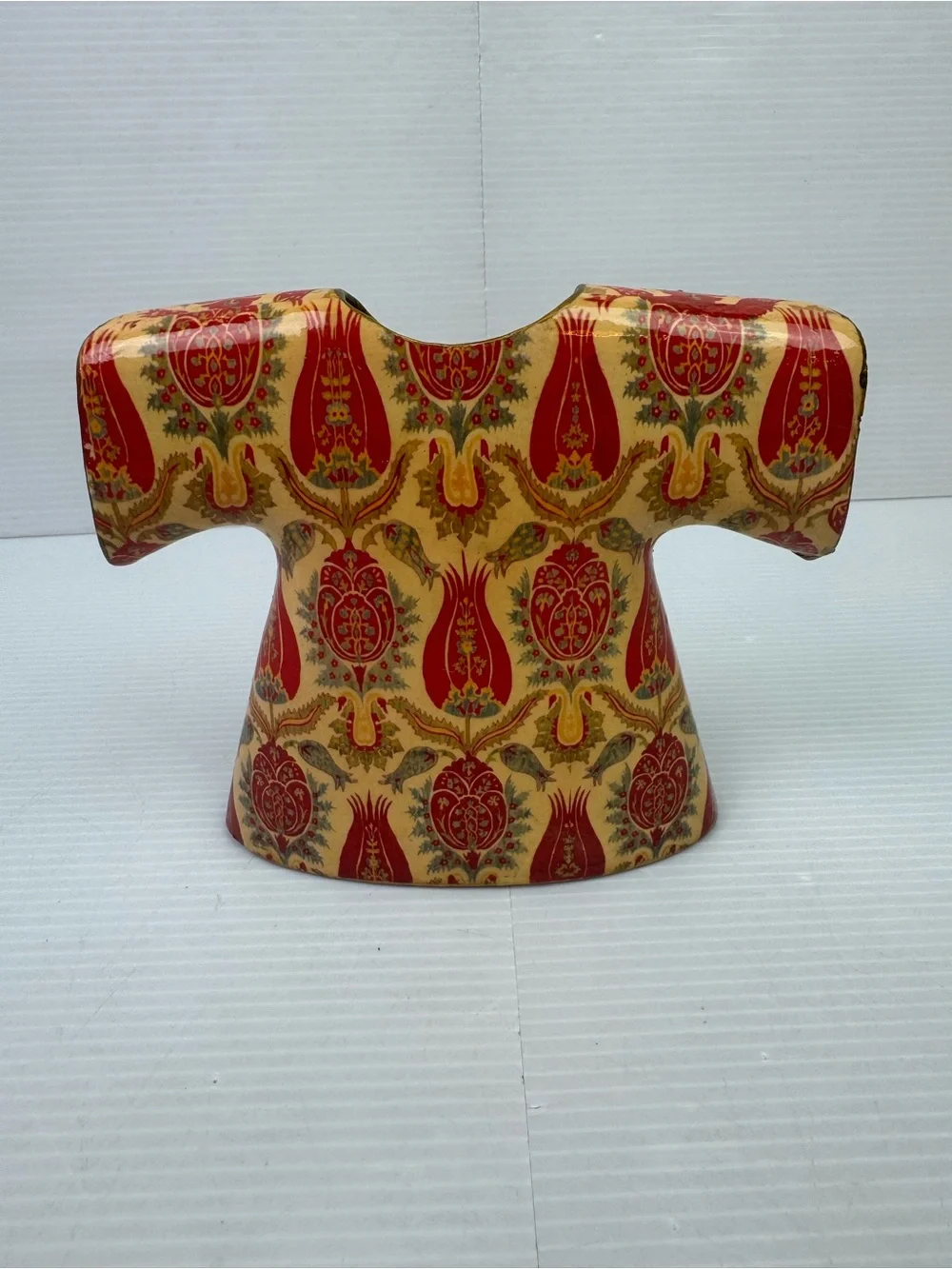 Cansucam Turkish Ottoman Kaftan Vase Red Tulip Pomegranate Gold Ceramic 5” XS